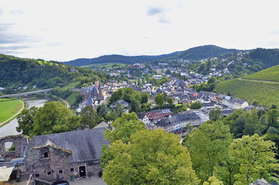 High angle view of townscape against sky