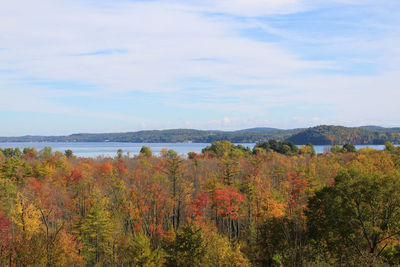 Scenic view of landscape against sky during autumn