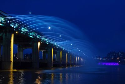 Banpo bridge splashing water over han river against sky at night