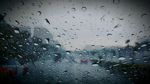 Close-up of water drops on glass