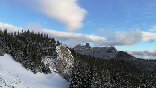Panoramic view of landscape against sky during winter