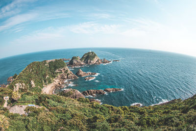 High angle view of sea against sky