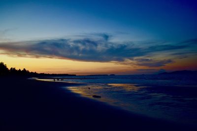 Scenic view of sea against sky at sunset