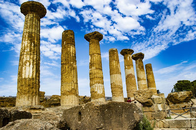 Low angle view of temple against sky