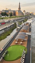 High angle view of bridge over river