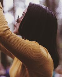 Side view of woman looking away