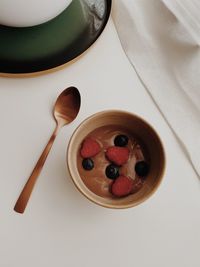 High angle view of vla with fruits in bowl