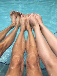 Low section of legs in swimming pool