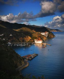 High angle view of sea against sky