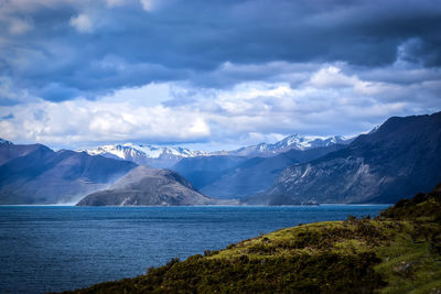 Scenic view of mountains against sky