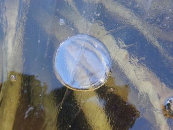 High angle view of bubbles in water