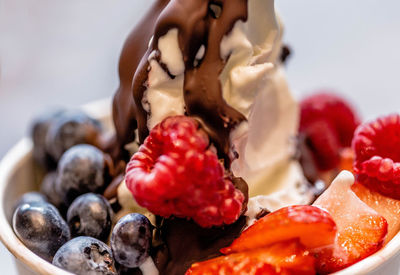 Close-up of strawberries in plate