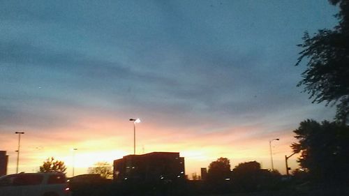 Silhouette of buildings at sunset