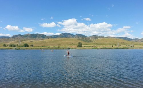 Scenic view of lake against sky