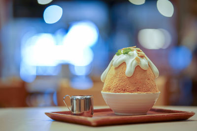 Close-up of cake on table