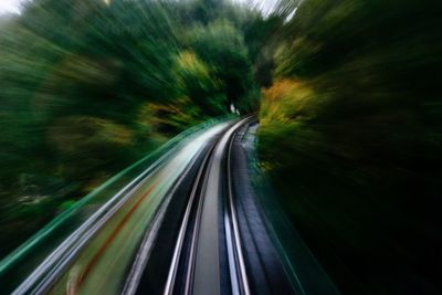 Light trails on country road in tunnel