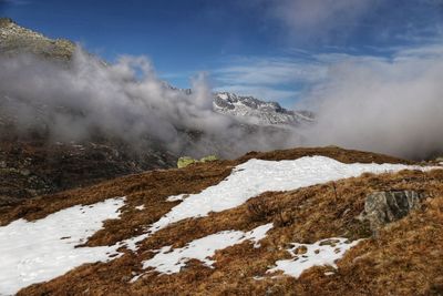 Scenic view of snow covered mountain