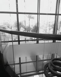 High angle view of trees seen through glass window
