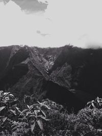 Aerial view of mountains against sky