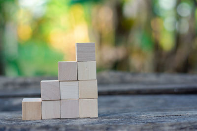 Close-up of wooden blocks on table