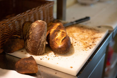 Close-up of breakfast on table