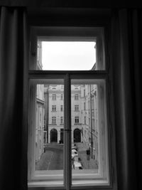 View of building through window