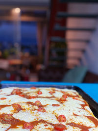 Close-up of pizza on table