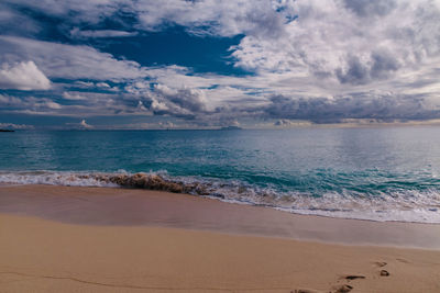 Scenic view of beach against sky