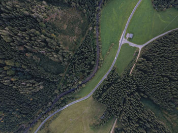 High angle view of agricultural landscape