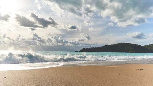 Scenic view of beach against sky