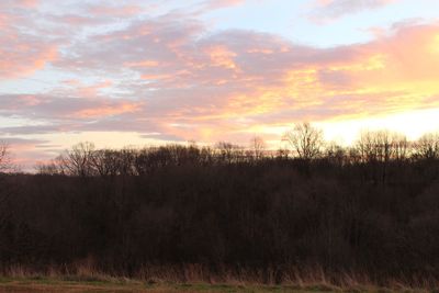 Scenic view of field against sky during sunset