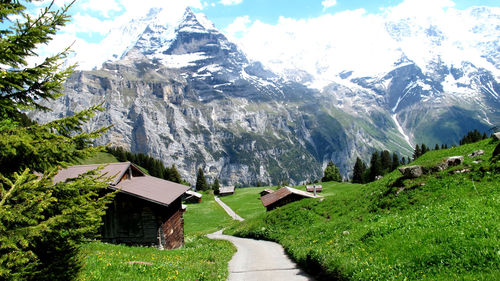 Panoramic view of landscape and mountains against sky