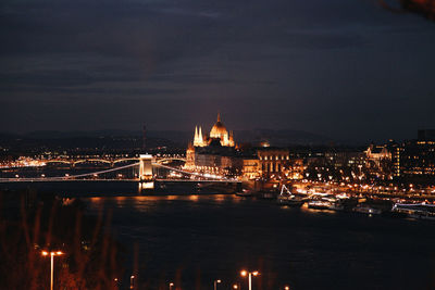 Illuminated city at night