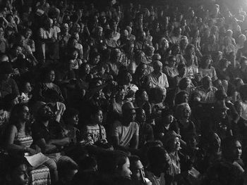 High angle view of crowd at music concert