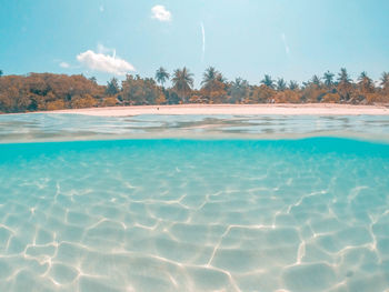 Scenic view of swimming pool against sky