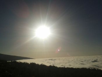 Sun shining over sea