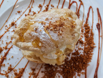 High angle view of cake in plate