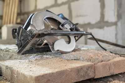 Close-up of circular saw