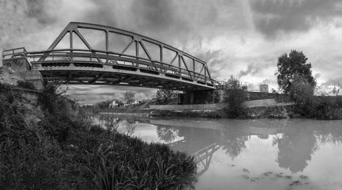 Bridge over river against sky