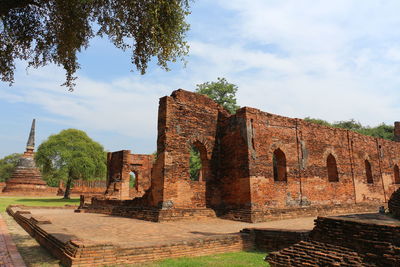 Old ruins of temple against sky