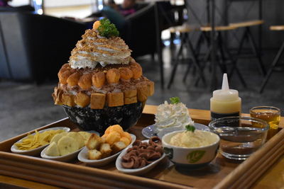 Close-up of food in tray