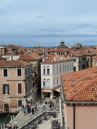 High angle view of townscape against sky