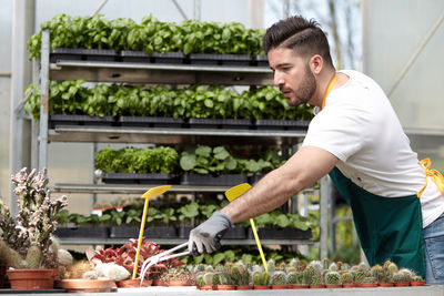 Young man preparing food