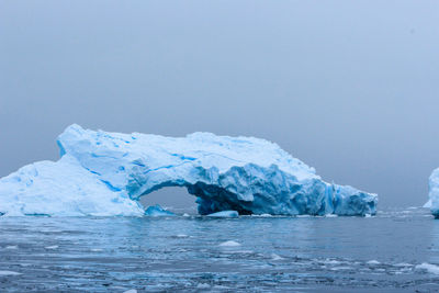 Scenic view of frozen sea against sky