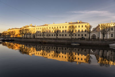 Reflection of buildings in lake