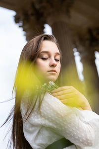 Portrait of woman looking away