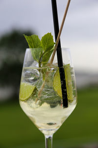 Close-up of beer glass