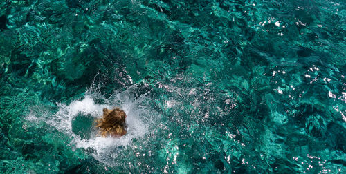 High angle view of swimming pool in sea