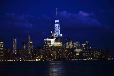 City lit up at night