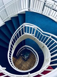 High angle view of spiral stairs